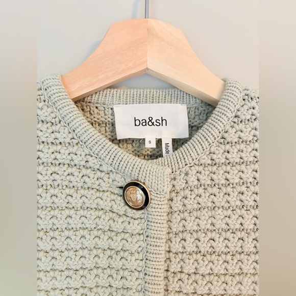 NEW Ba&sh Bash Gaspard Tweed Cardigan Jacket in Light Pastel Green | size 1 / S - Picture 9 of 13